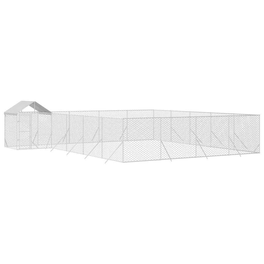 vidaXL Perrera de exterior con toldo acero galvanizado plata 10x6x2,5m, , large Imagen numero 11